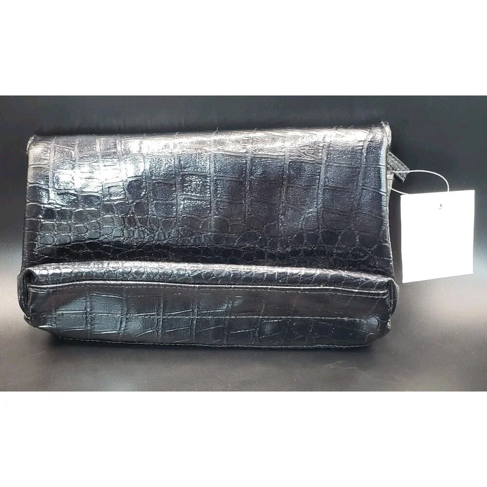 Femme Couture Tm Black Faux Make-Up Bag Dual Insided Clear 8 x 11 PN 827943 !!